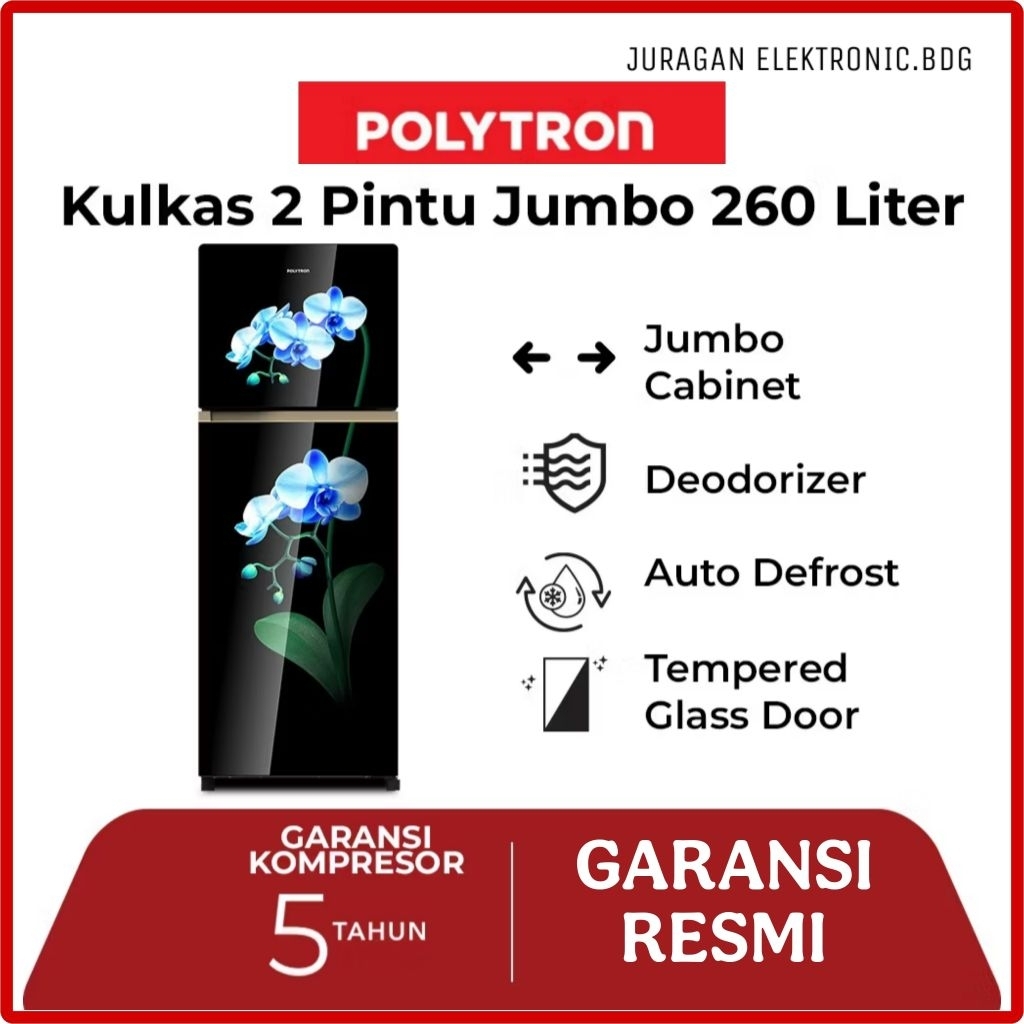 POLYTRON Kulkas 2 Pintu Belleza Jumbo 260/230 Liter PRW 29 MOB
