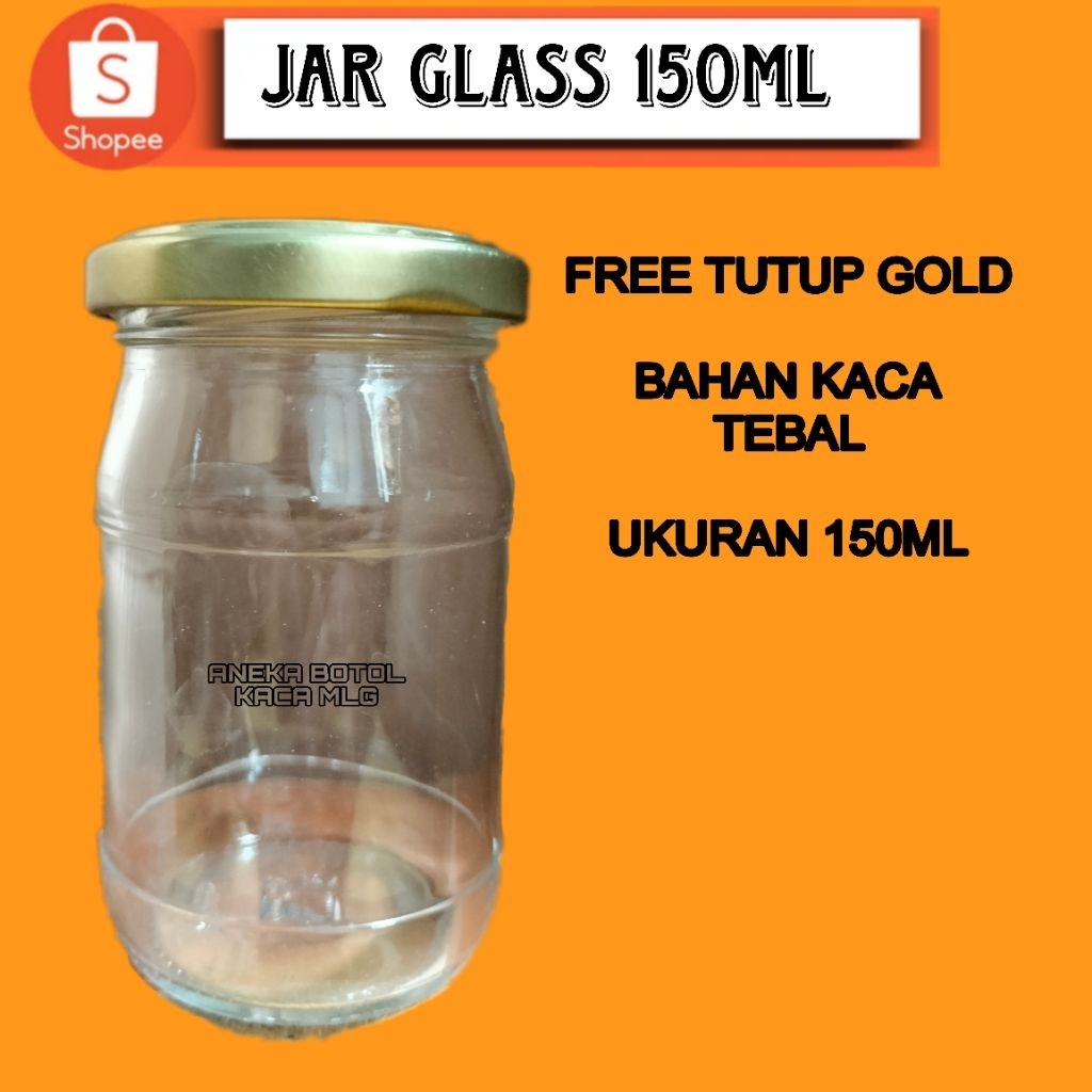 toples kaca 150ml, jar kaca 150ml, kemasan 150ml toples