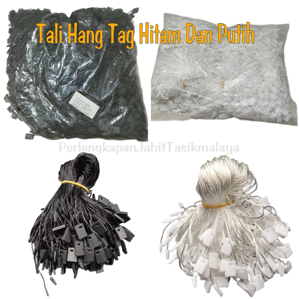 1000Picis Tali Hangtag Tali Label Baju Warna Hitam Dan Putih