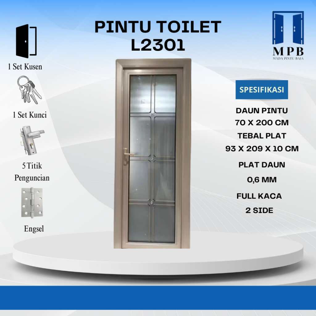 MPB PINTU TOILET L2301 Daun Pintu 70x200 CM Set Pintu Kamar Mandi Pintu Toilet Aluminium (L2301) / P