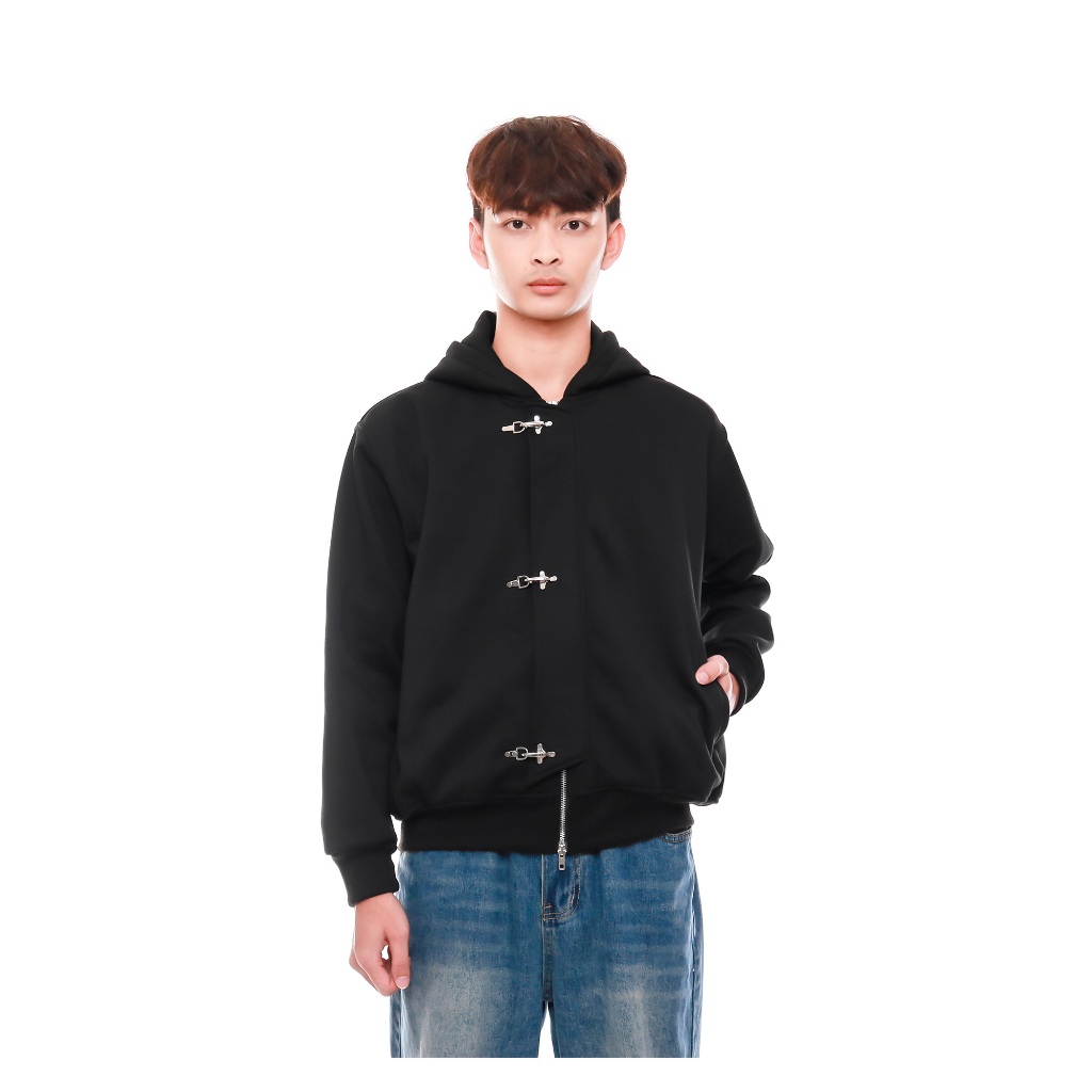 Gadabang Fireman Clasp Hoodie Double Zipper 400gsm Basic Hitam