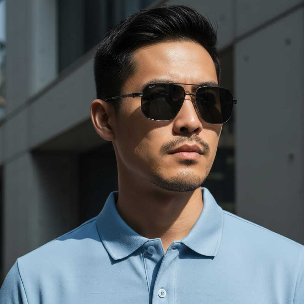 Kacamata Hitam Cartier Pria Premium Aviator Stainless steel Lensa ASLI KACA UV Protection 400