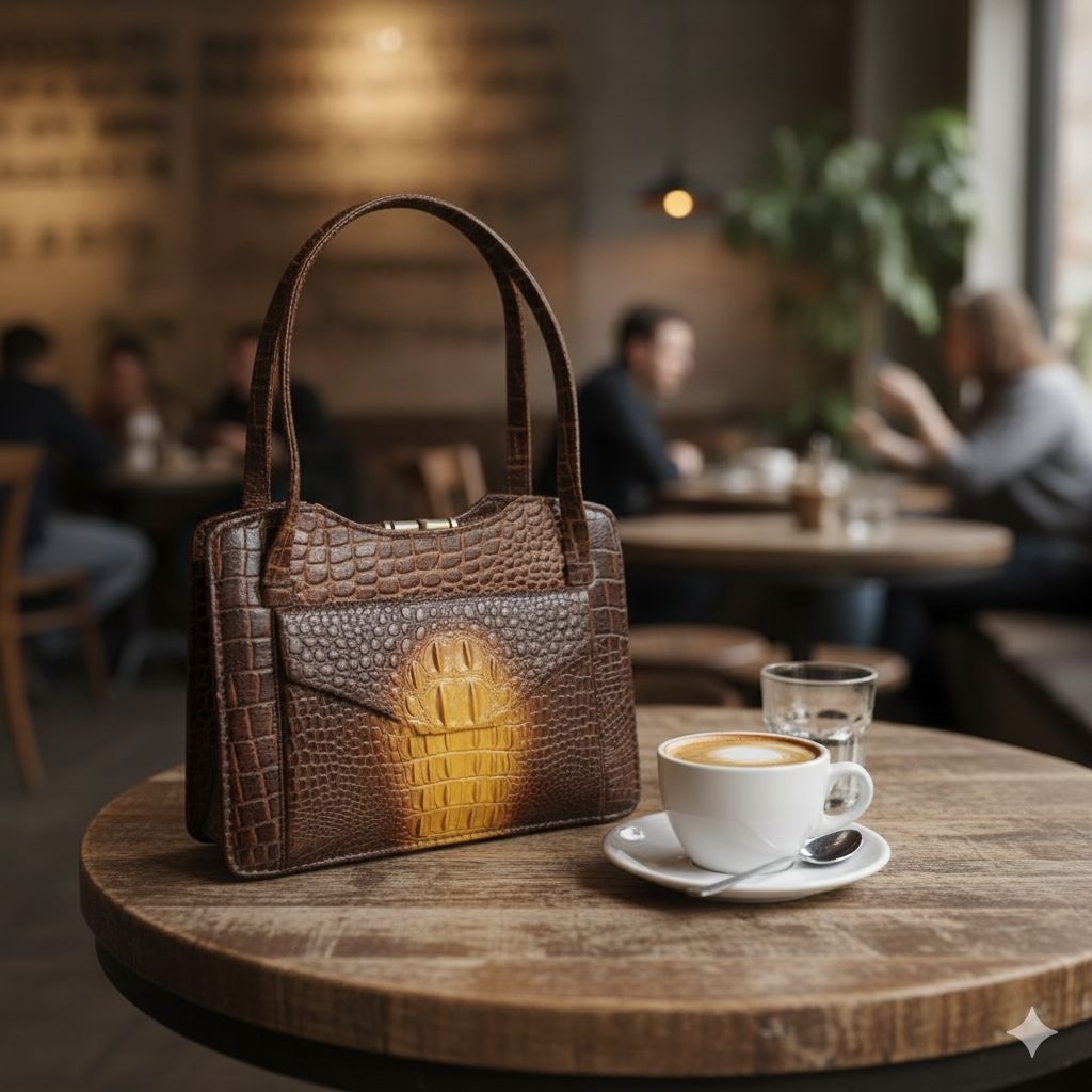 tas kulit buaya asli vintage papua hand bag wanita
