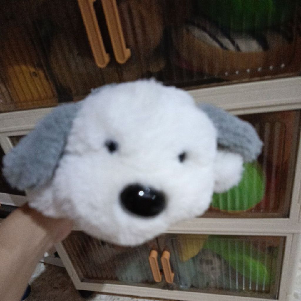 Boneka anjing abu/grey putih