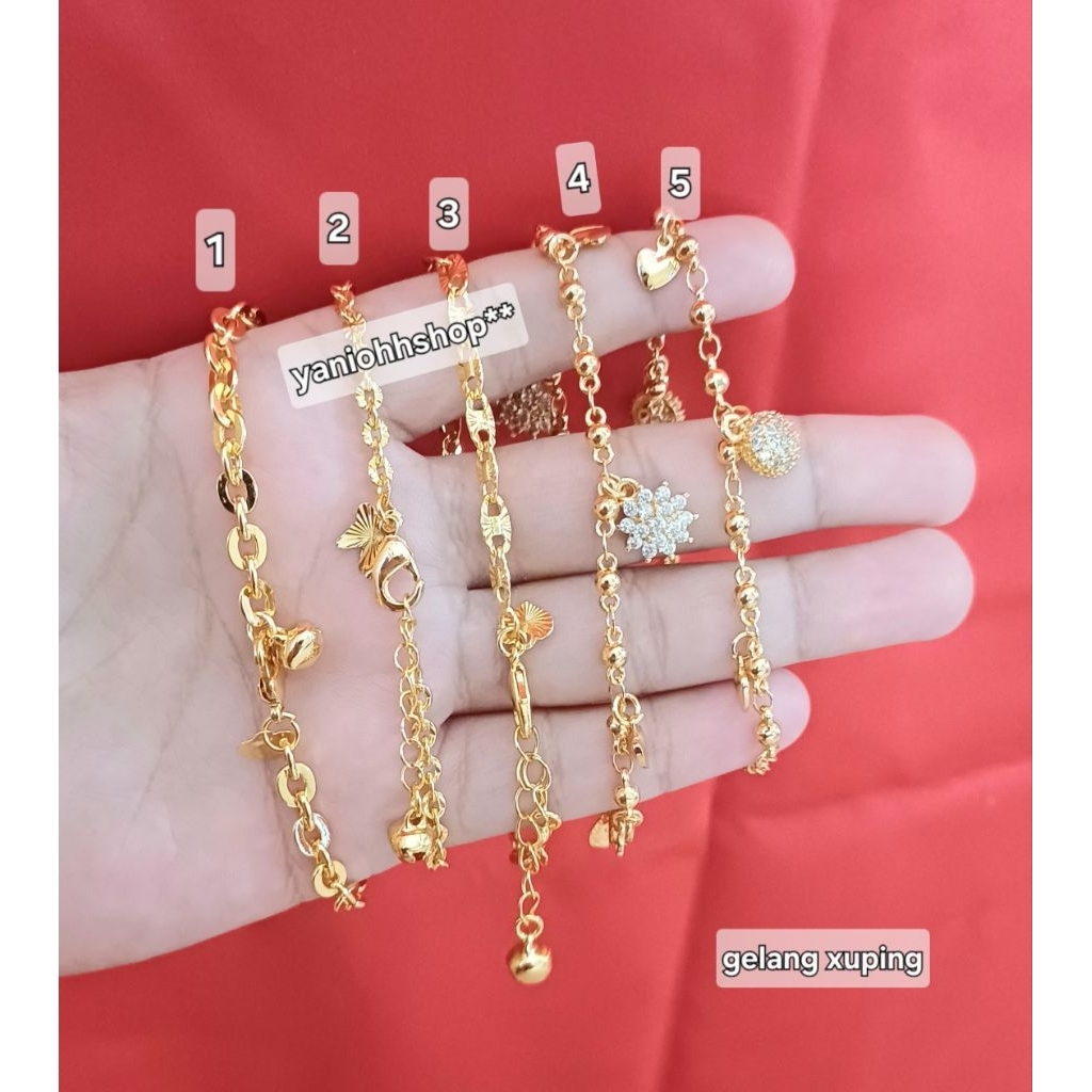 gelang juraii rhodium anak dan dewasa lapis emas anti karat