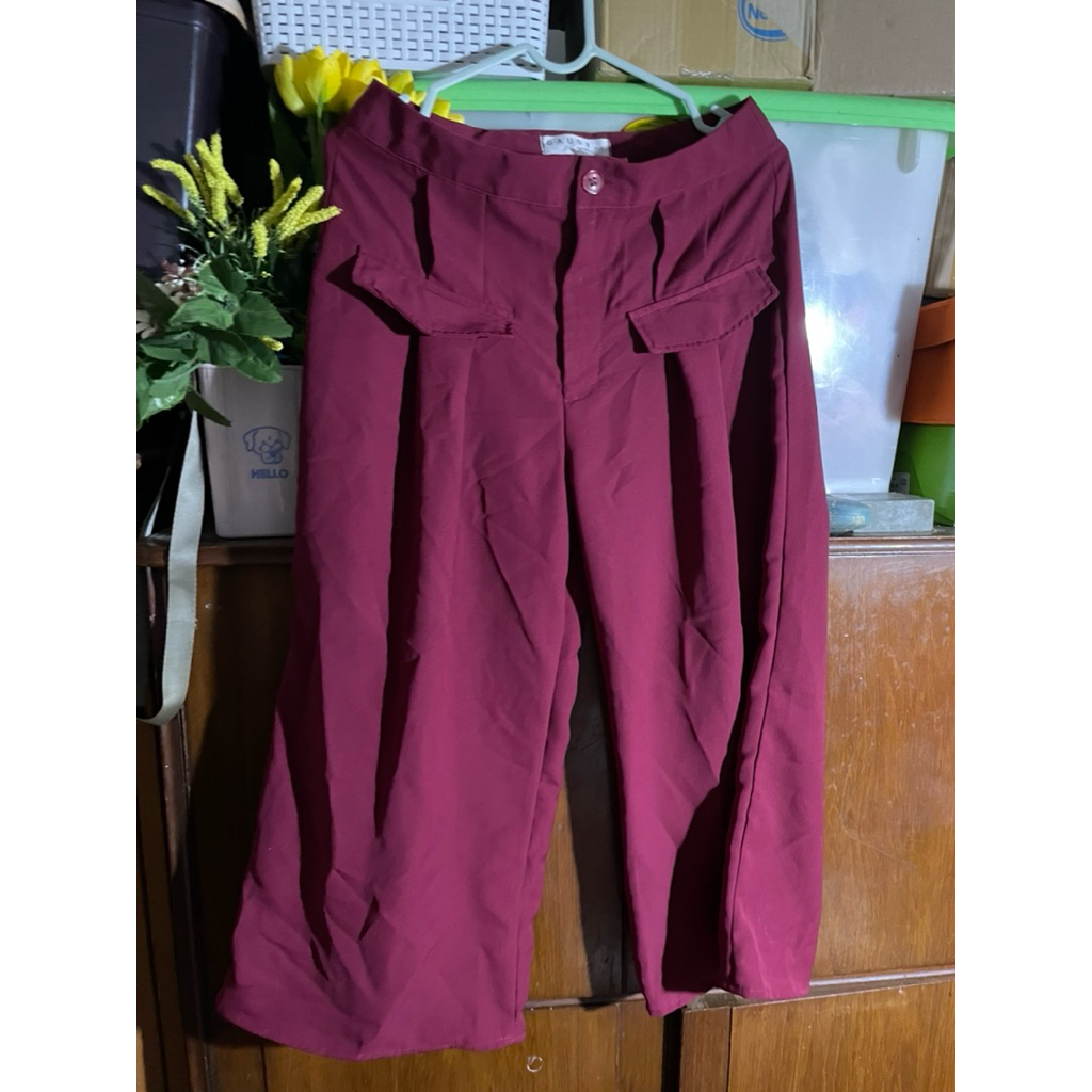 ori gaudi original red maroon pants cullote celana kulot merah size M