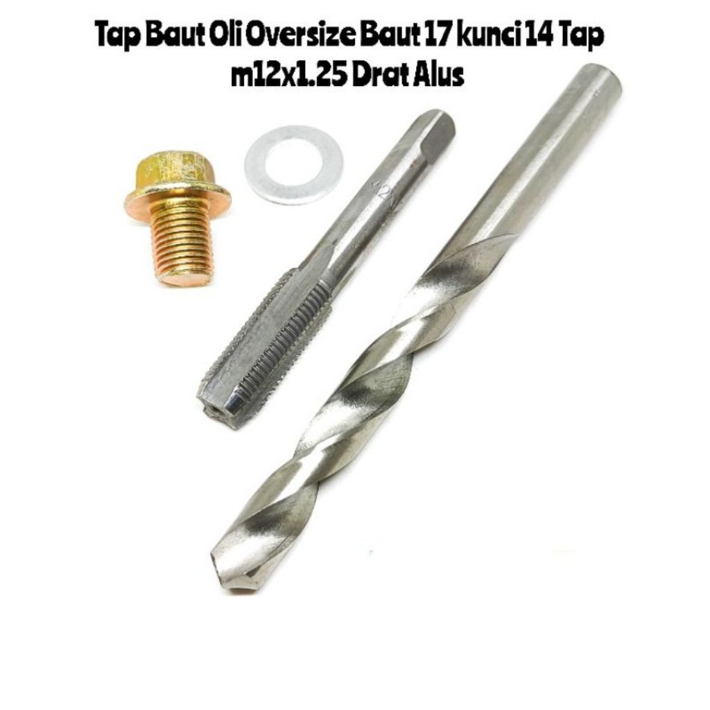 Paket komplit  tap set baut oli Setandar motor Honda n Yamaha baut Kunci 17 Set mata bor 10.5mm tap 