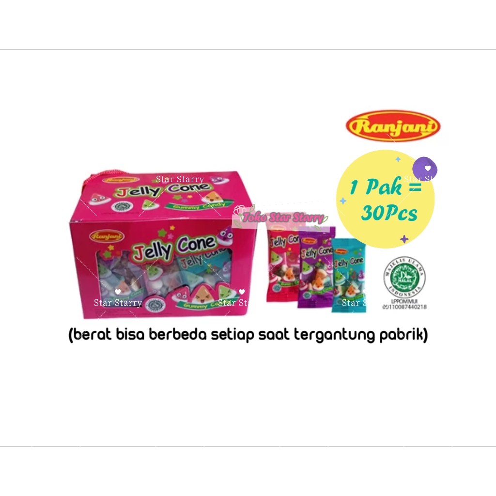 [Per Kotak] Ranjani Jelly Cone Gummy Permen Ranjani Candy 1Kotak = 30pcs / 1 toples / 1Kotak = 24pcs