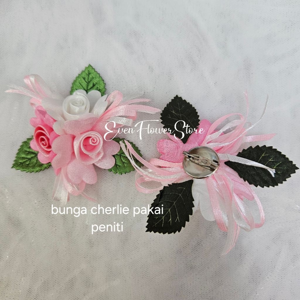 bunga flower cherlie 3 bros pin/pakai peniti/ bros panitia per1 pcs