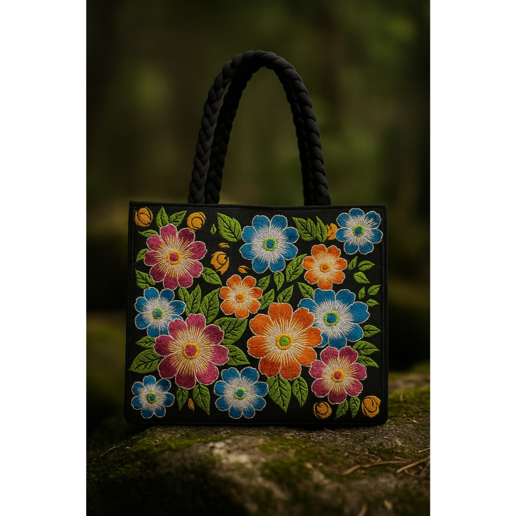 Tas Laptop Wanita / Tas Besar Traveling / Tas Jinjing Bordir Bunga / Totebag / Tas Traveling