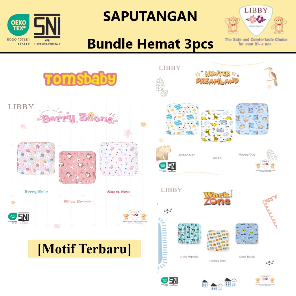 [TOMS] LIBBY (3pcs) Saputangan Bayi Anak / Sapu Tangan Baby