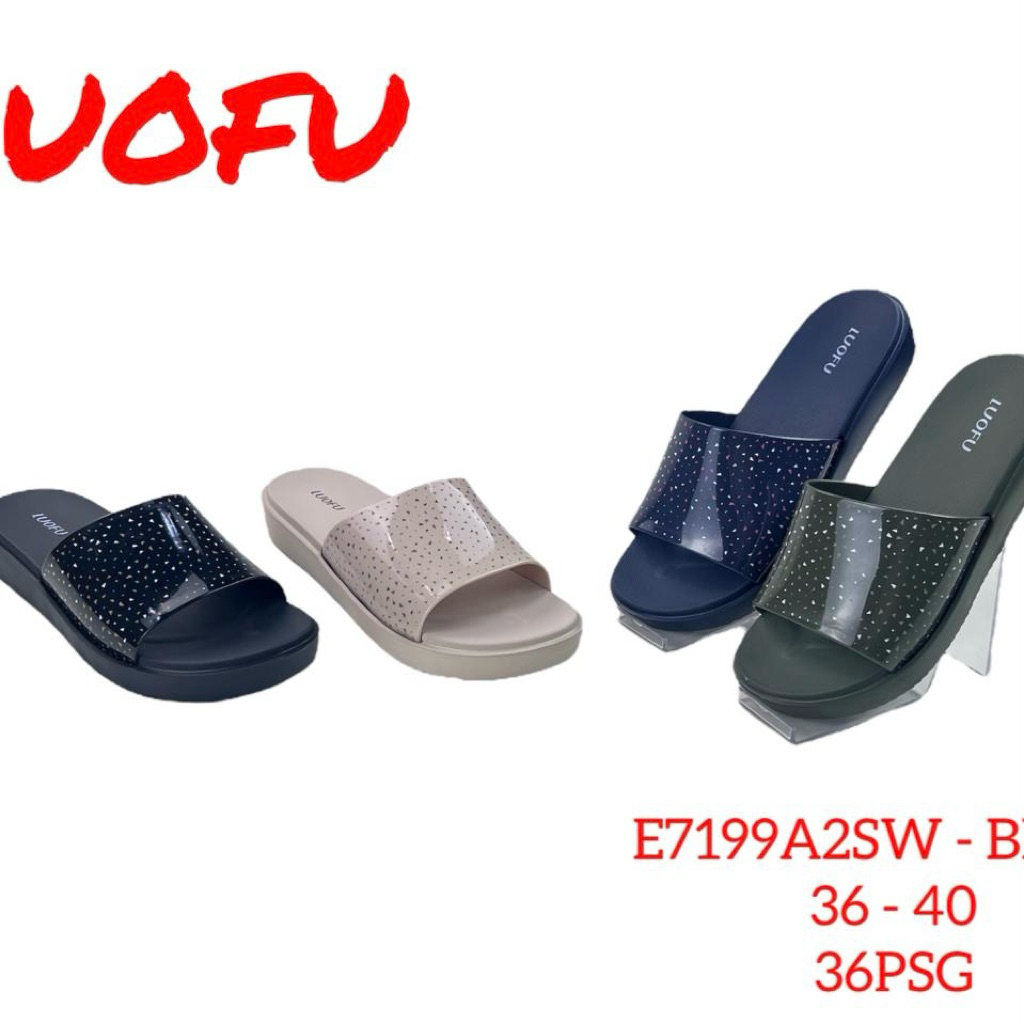 LUOFU sandal selop luofu wanita sandal selop motif wanita bahan karet empuk sandal luofu wanita (E71