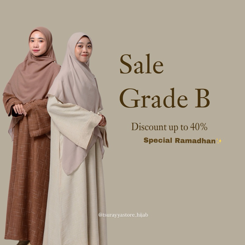 Tsurayya - Abaya /one set/hijab  sale B Warna putih/ putih tulang
