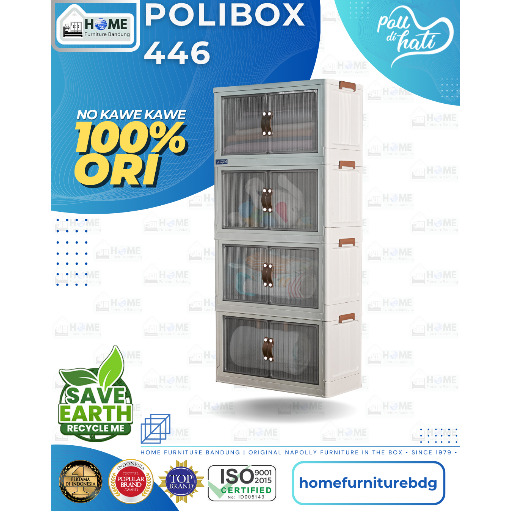 Napolly POLIBOX 446 / Lemari Plastik Lipat - Rak Plastik Lipat 4 Susun / Furniture Minimalis, Esteti