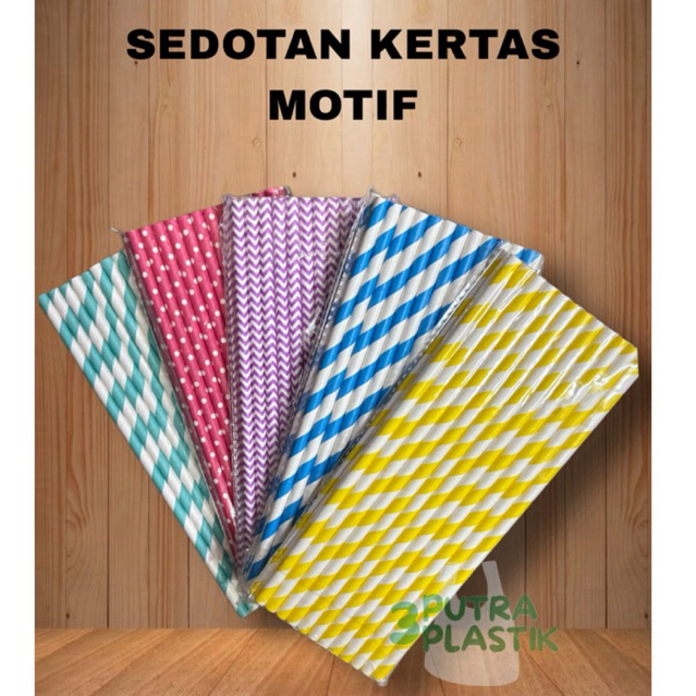 Sedotan Kertas Motif / Sedotan Bahan Kertas/ Paper Straw