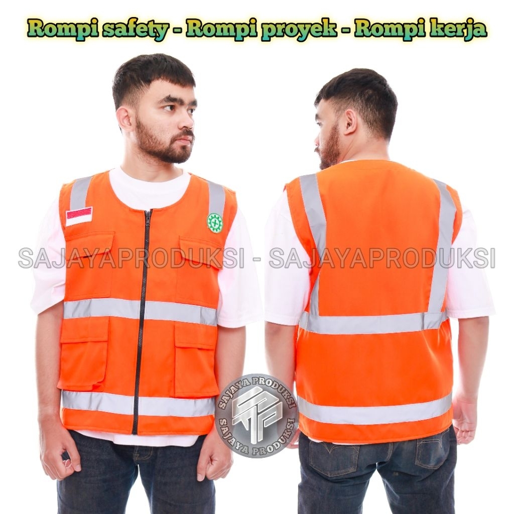 Rompi safety k3 / Rompi kerja Oren / Rompi proyek