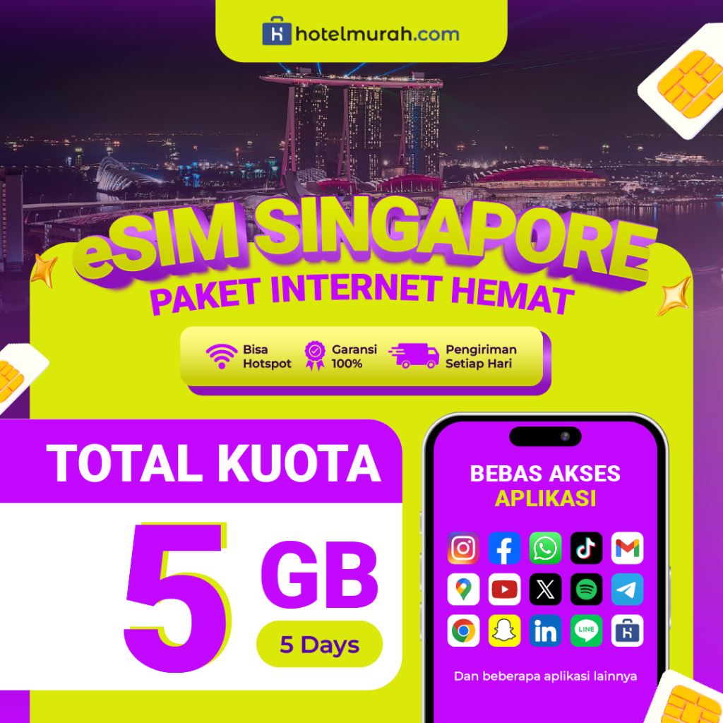 eSIM Singapore Unlimited Data Kuota Internet 1GB 3GB 5GB 7GB Unlimited Langsung Aktif