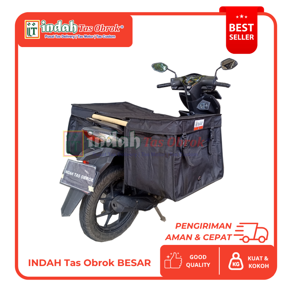 INDAH Tas Obrok - Tas Motor Kurir Besar Hitam Tas Delivery Paket Tas Obrok Besar Hitam