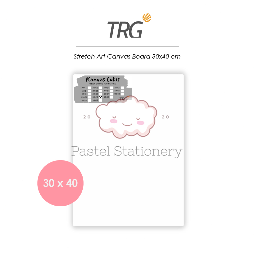 TRG Stretched Art Canvas Board 30x40 cm Watercolor Artist Acrylic Paint - Kanvas Putih Media Lukis C