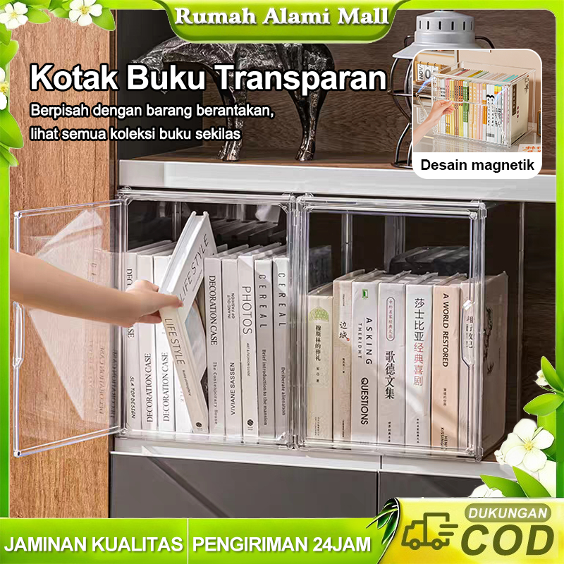 Rumah Alami Mall_Kotak Buku Transparan - Rak Buku Meja - Kotak Penyimpanan Buku - Kotak Buku Akrilik