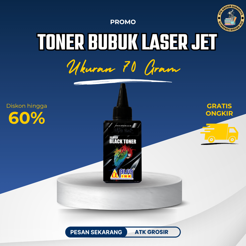 Tinta Bubuk Printer Laser Jet Toner Bubuk Printer Brother 70g Alfaink Toner Bubuk Laser Jet 70 Gram