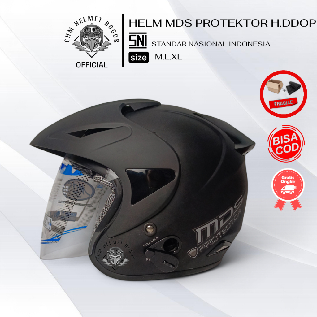 HELM MDS PROTEKTOR SOLID HITAM DOFF | HALF FACE ORIGINAL