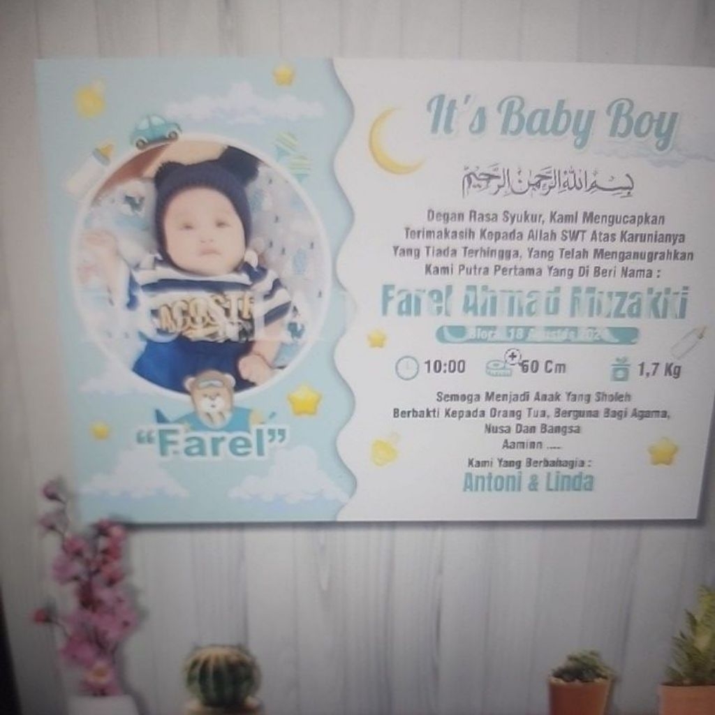 Poster Gambar Anak MDF Biodata Bayi