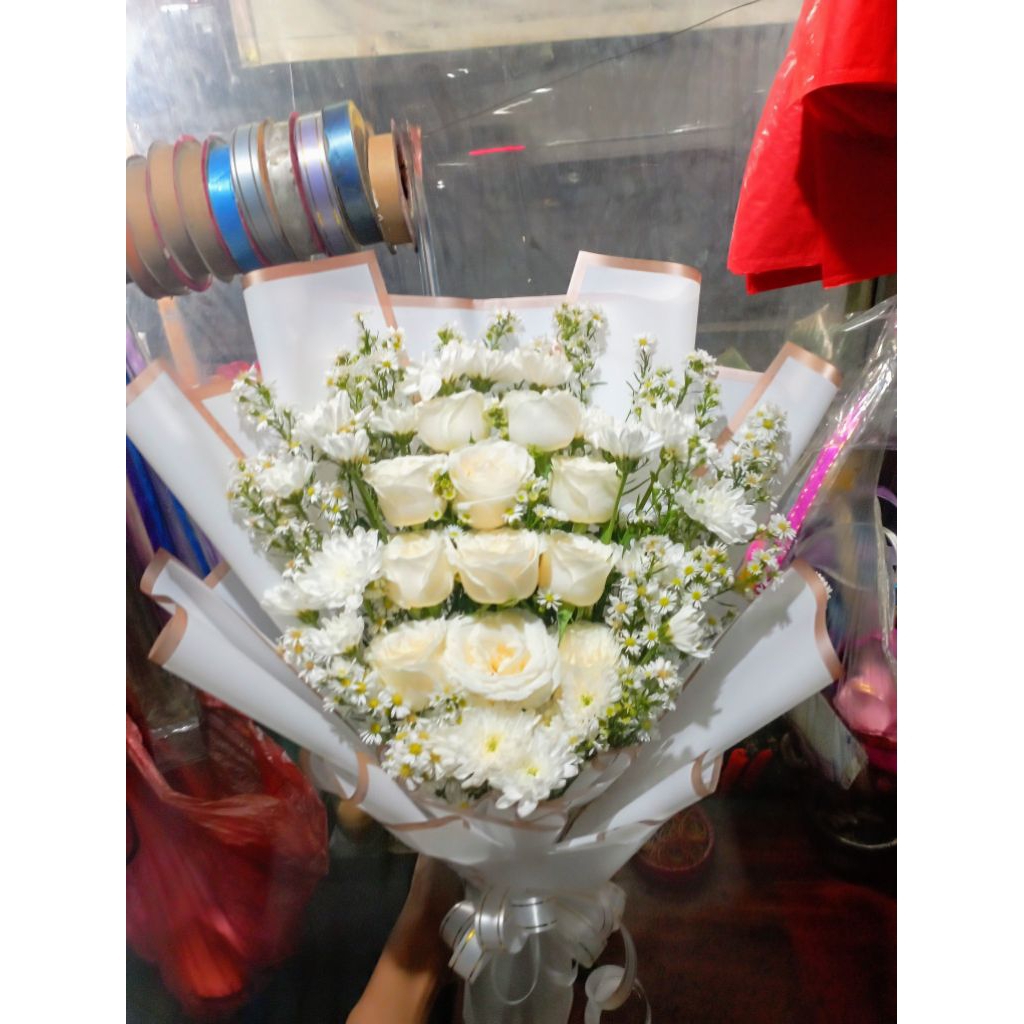 Buket bunga Mawar putih buket bunga asli