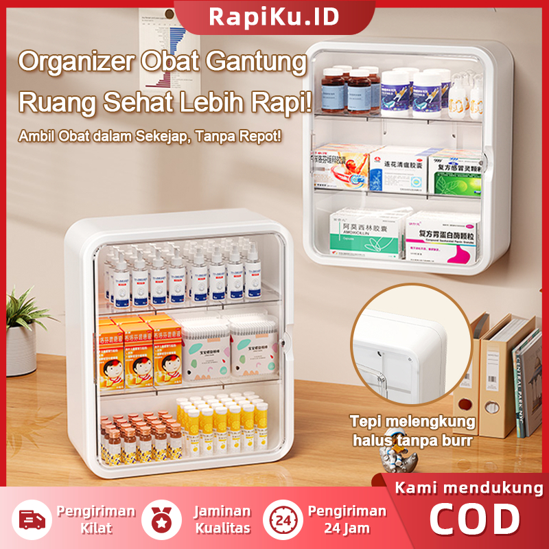 Kotak Penyimpanan Obat Yang Dipasang Di Dinding Kotak P3K Lemari Penyimpanan Plastik Anti Debu Dan T
