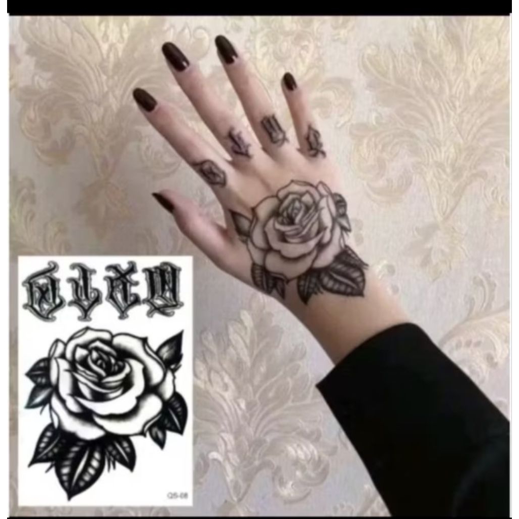 COD | Tatto temporer MAWAR HITAM PUNGGUNG stiker tatto temporary bisa buat tangan lengan paha dan da