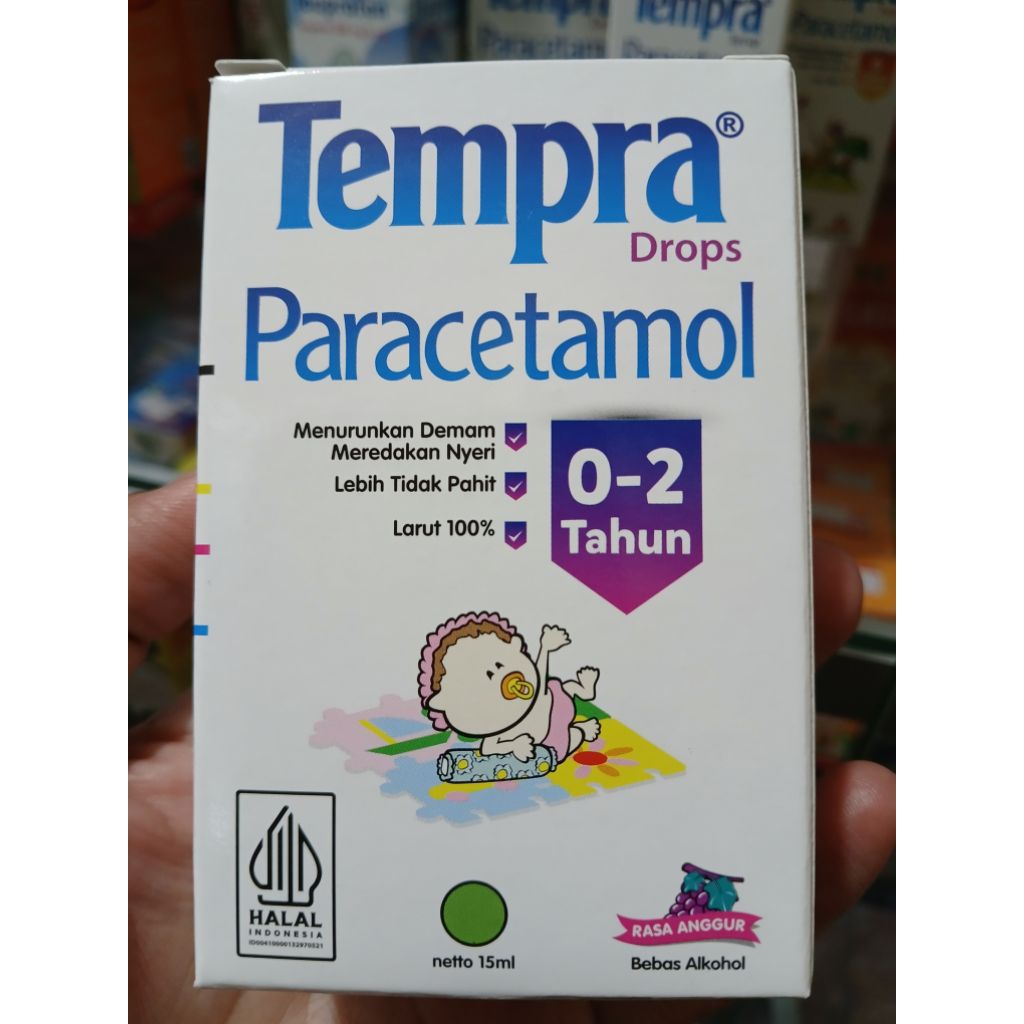 TEMPRA DROPS 15ML SIRUP OBAT PENURUN PANAS DAN DEMAM BAYI  0-2 TAHUN RASA ANGGUR