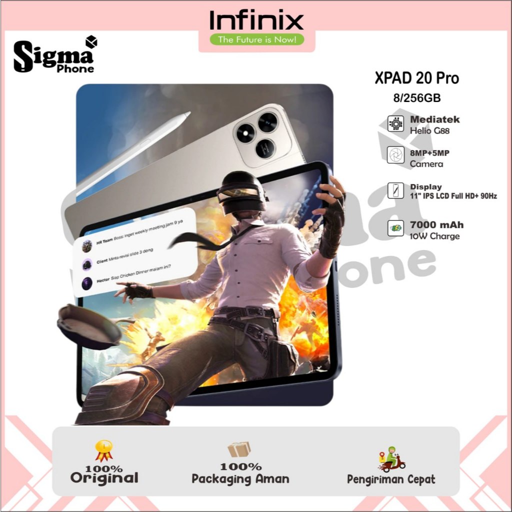 Infinix XPAD 20 Pro 8/256GB - Mediatek G100 Ultimate - 12" 2K 90Hz - 8000 mAh - 4G LTE Garansi Resmi