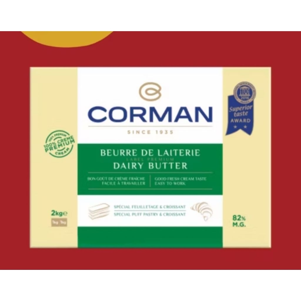 Corman Dairy Butter 82 % Fat-Sheet / Mentega Pastry 2kg
