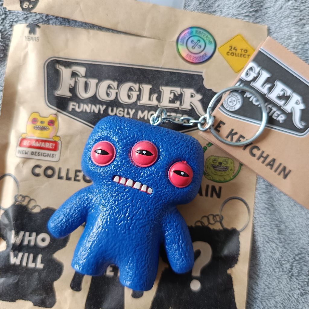 Gantungan Kunci Fuggler Annoyed Alien Blue Funny Ugly Monster Collectible Keychain Charm Boneka Figu