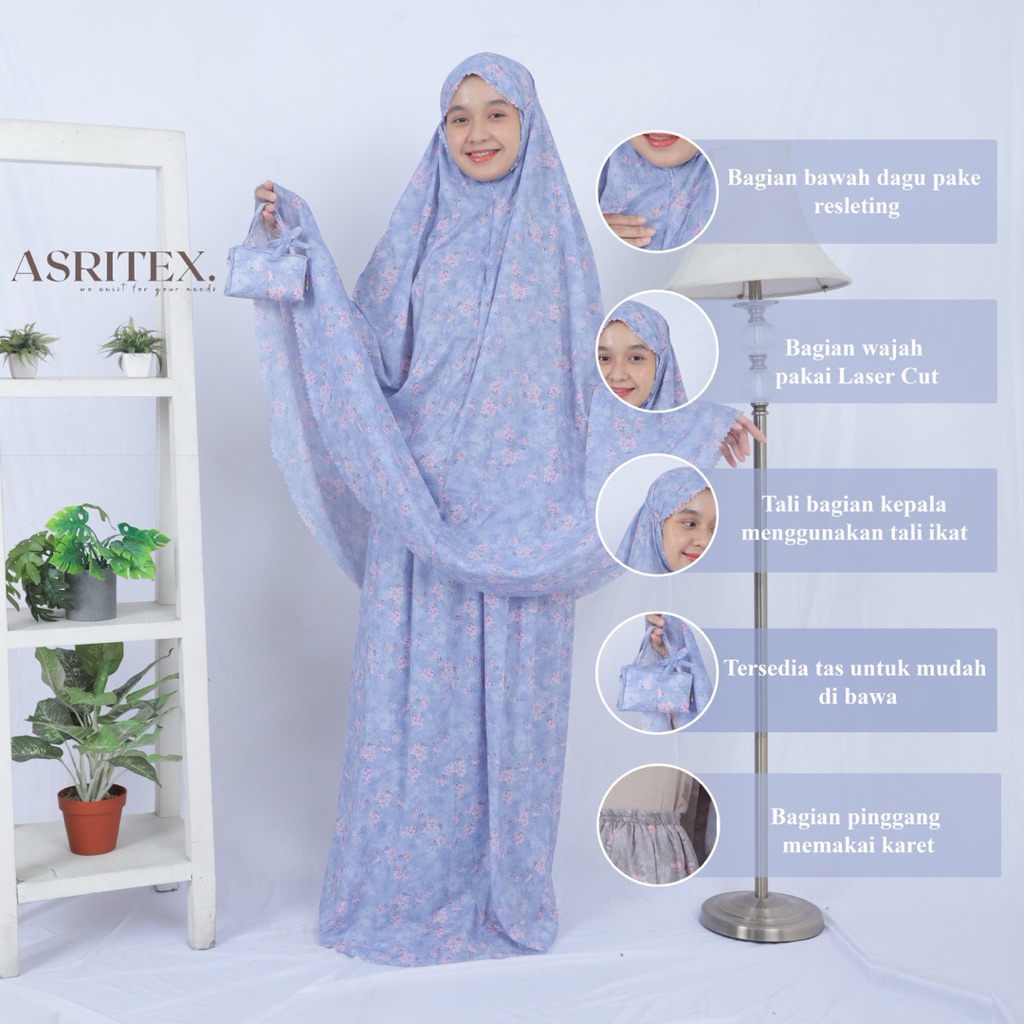 Mukena Mini Traveling Parasut Korea Premium Motif Tas Dior 2in 1 set sajadah