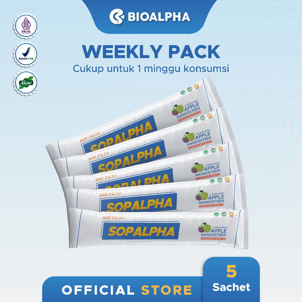 Paket Mingguan SOPALPHA Rasa Apel Manggis 5 Sachet - Minuman Serbuk Sehat dengan Peptida Salmon