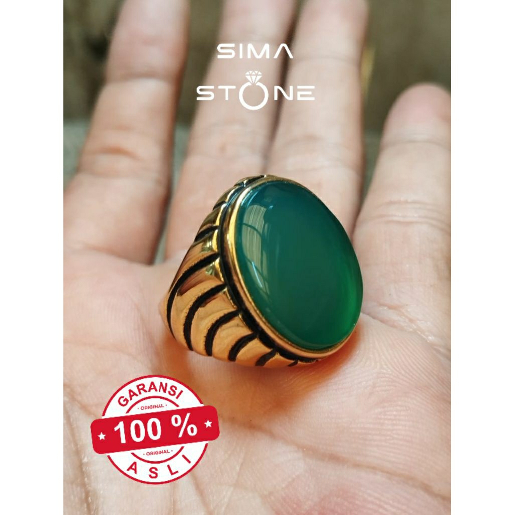 Cincin Batu Akik Yaman Ahdhor Ring Titanium Gold Kombinasi