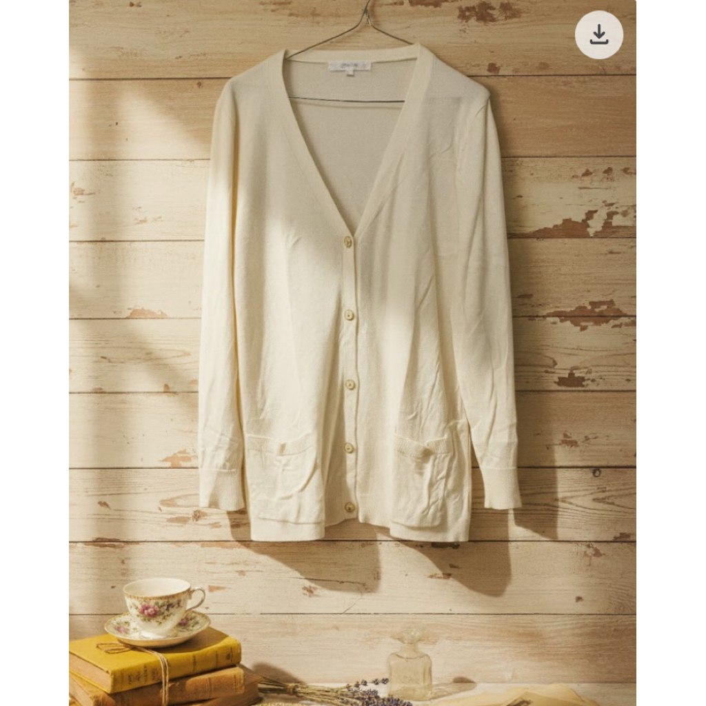 caridgan tunik groove - warna putih tulang