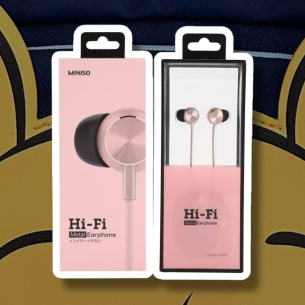 MINISO HIFI METAL HEADSET METALIC EARPHONE PINK GREEN BLACK