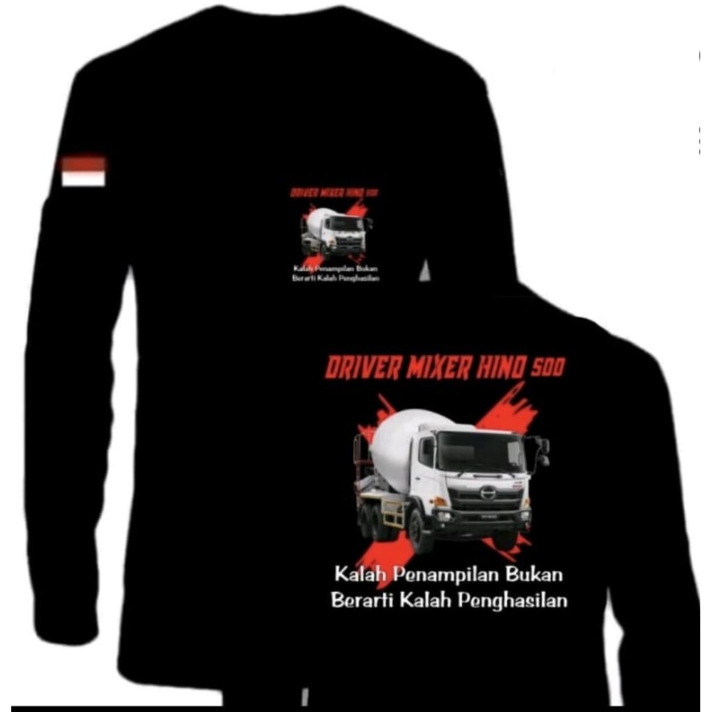 Kaos Lengan Panjang Driver Mixer Hino 500 Kaos Distro Unisex