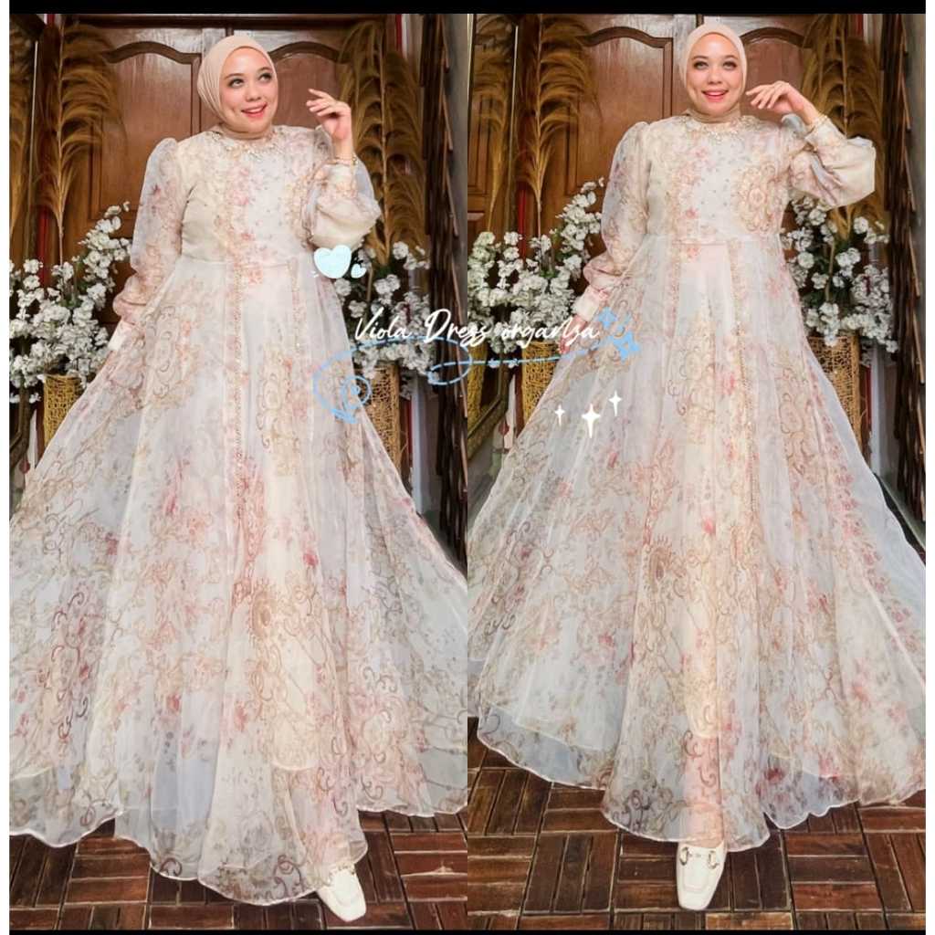 Viola Dress Organza terbaru By OHC Gamis Pesta / Gamis Muslim Wanita