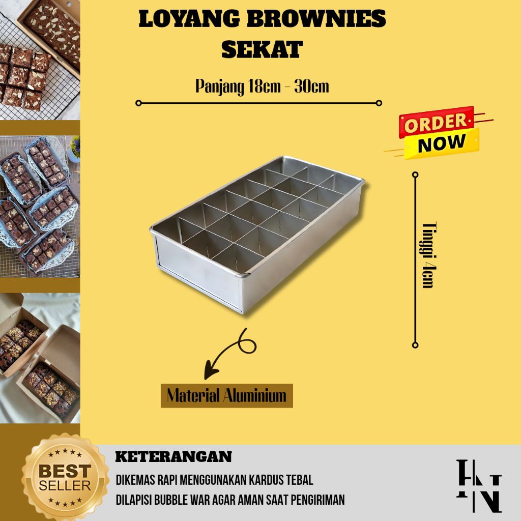 LOYANG SEKAT BROWNIES BROWNIS BAKING 22×10 ISI 18 TEBAL ANTI LENGKET