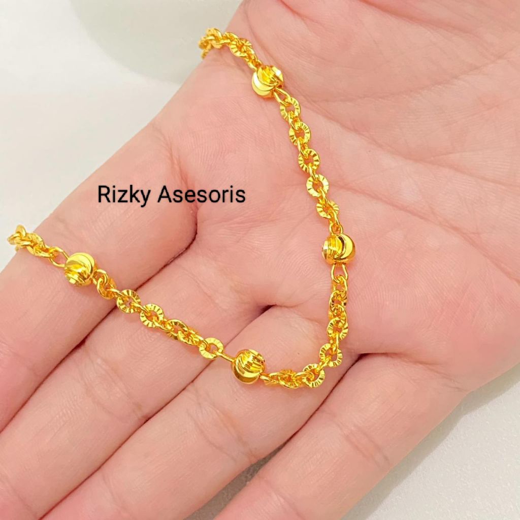 Gelang Imitasi lapis Emas, Mirip Emas Asli Terbaru, Motif Nori Ukir, Elegan Tahan lama tidak mudah l