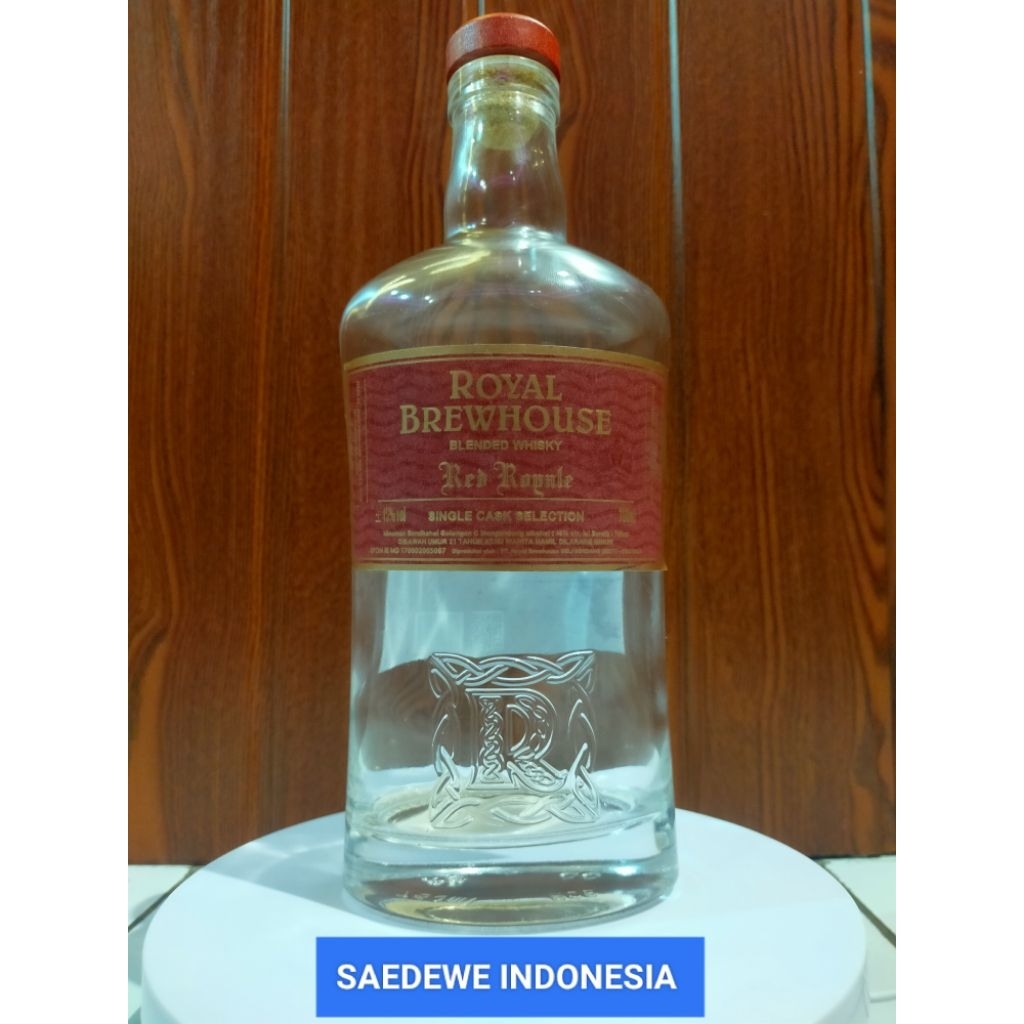 BOTOL KOSONG ROYAL BREWHOUSE RED ROYALE 750ML BEKAS MINUMAN IMPORT ORI BAHAN KACA TEBAL ANTIK COCOK 