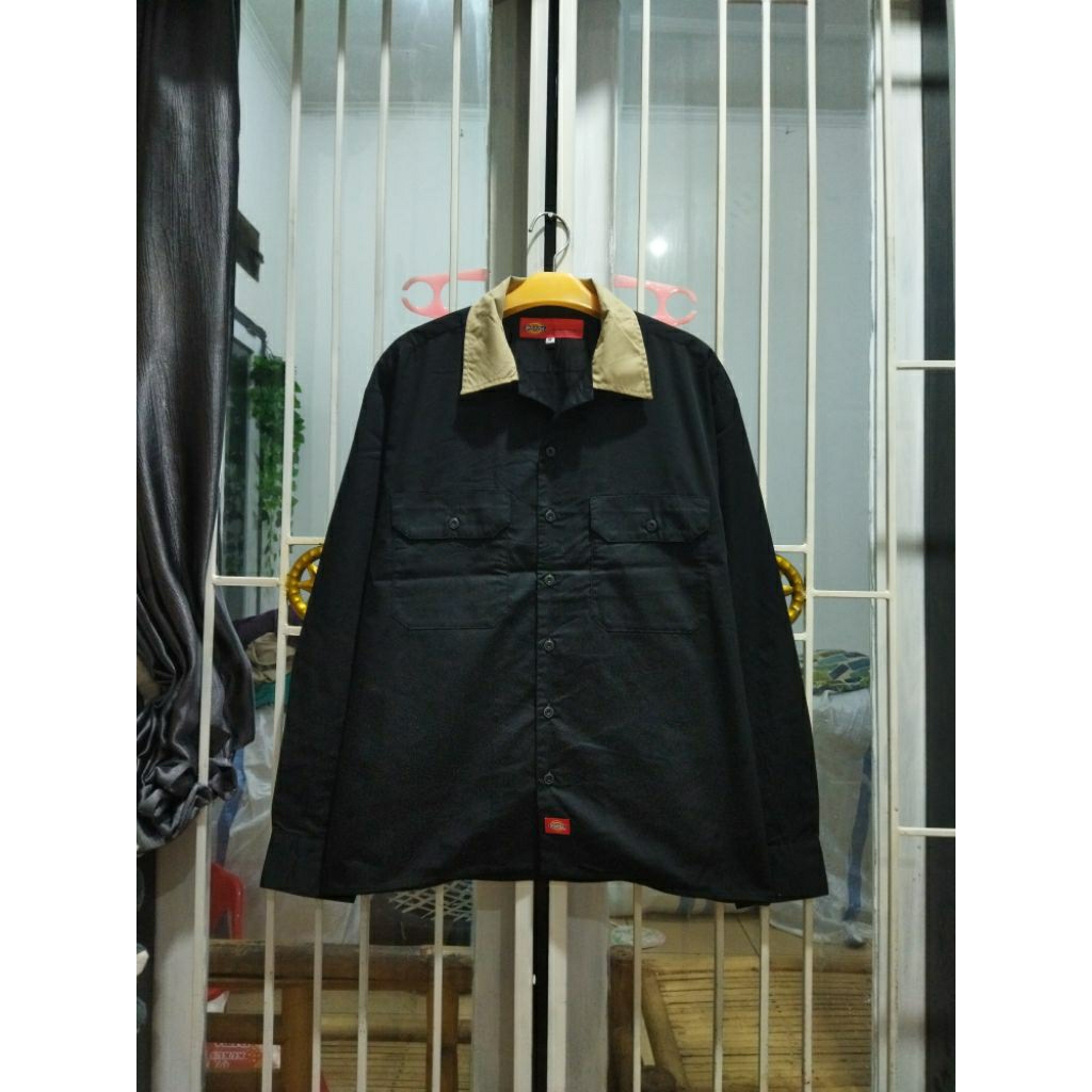 kemeja polos hitam workshirt pria XL