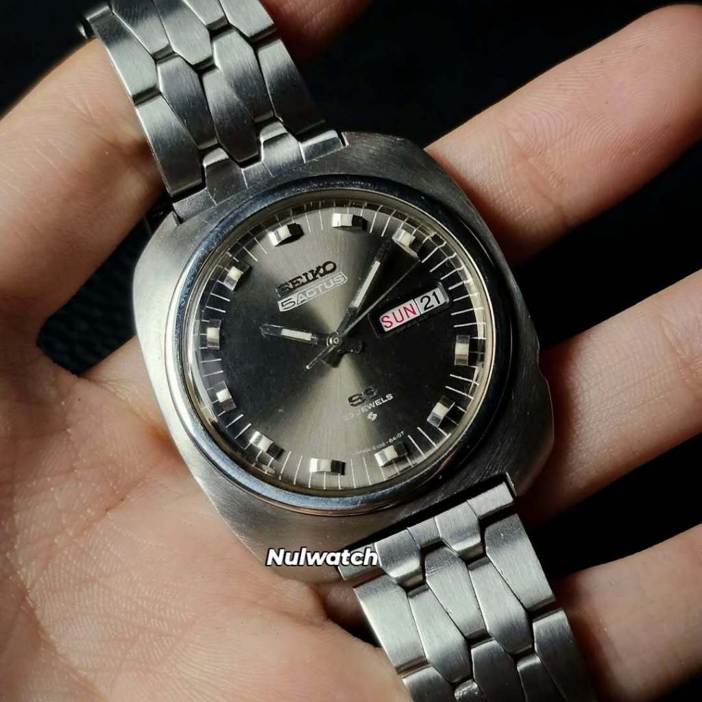 Vintage Seiko 5Actus SS Cusion Case Dark Grey Dial