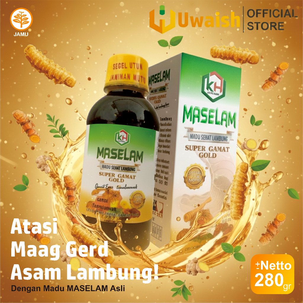 Madu Sehat Lambung MASELAM Maag GERD Asam Lambung Gamat Emas Herbal Khalifah