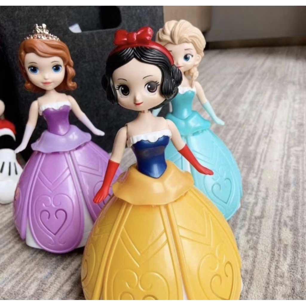 Boneka Putri Menari Hiasan Lampu suara musik princess rok mengembang berputar