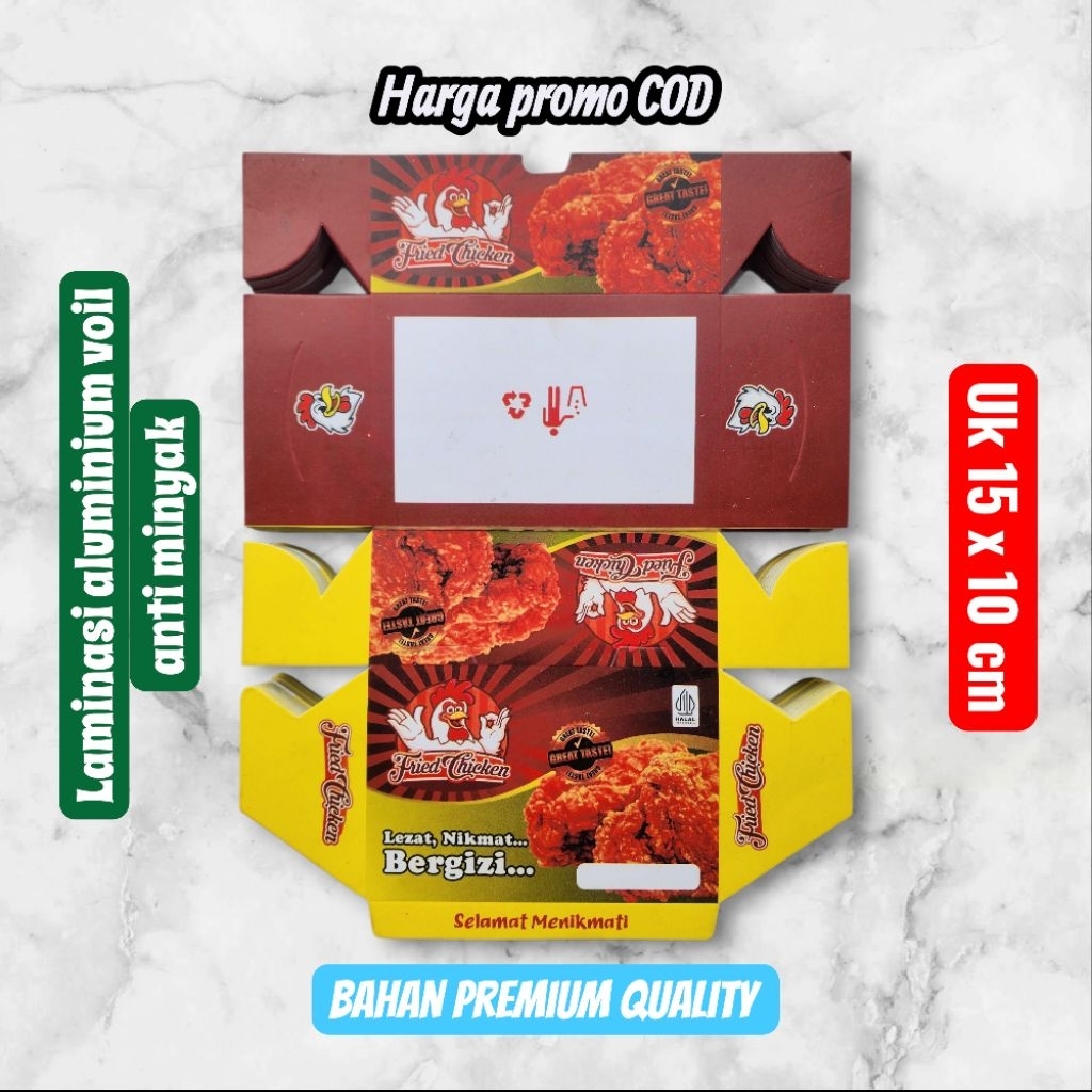 KARDUS BOX FRIED CHICKEN/KEMASAN FRIED CHICKEN/BUNGKUS KERTAS FRIED CHICKEN