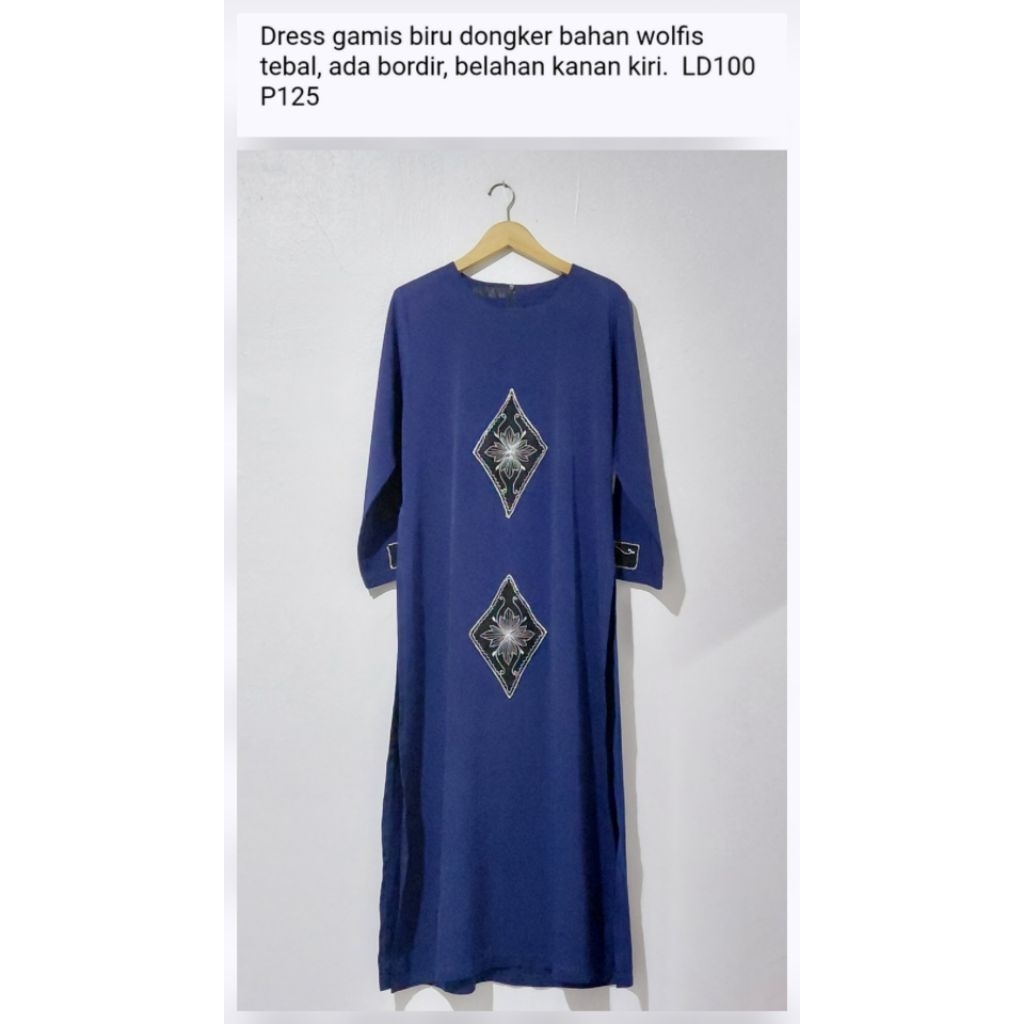 Dress gamis pernah dipakai biru dongker wolfis tebal